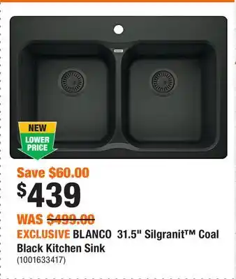 Home Depot EXCLUSIVE BLANCO 31.5 Silgranit Coal Black Kitchen Sink offer