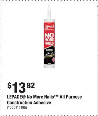 Home Depot LEPAGE No More Nails All Purpose Construction Adhesive offer