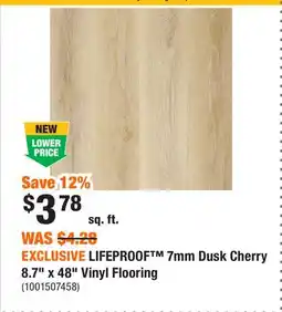 Home Depot EXCLUSIVE LIFEPROOF 7mm Dusk Cherry 8.7 x 48 Vinyl Flooring offer