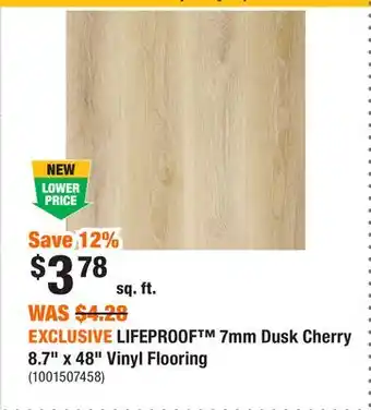 Home Depot EXCLUSIVE LIFEPROOF 7mm Dusk Cherry 8.7 x 48 Vinyl Flooring offer