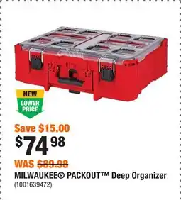 Home Depot MILWAUKEE PACKOUT Deep Organizer offer