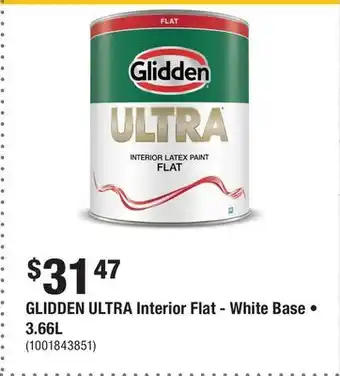 Home Depot GLIDDEN ULTRA Interior Flat - White Base • 3.66L offer