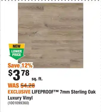 Home Depot EXCLUSIVE LIFEPROOF 7mm Sterling Oak Luxury Vinyl offer