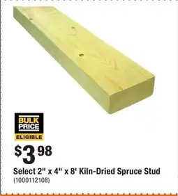 Home Depot Select 2 x 4 x 8' Kiln-Dried Spruce Stud offer