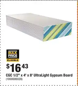 Home Depot CGC 1/2 x 4' x 8' UltraLight Gypsum Board offer