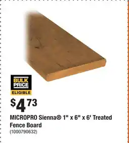 Home Depot MICROPRO Sienna 1 x 6 x 6' Treated Fence Board offer