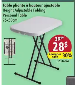 Hart Height Adjustable Folding Personal Table offer