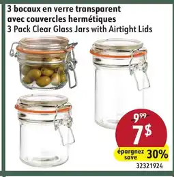 Hart 3 Pack Clear Glass Jars with Airtight Lids offer