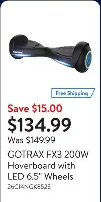 Walmart GOTRAX FX3 200W Hoverboard with LED 6.5 Wheels offer