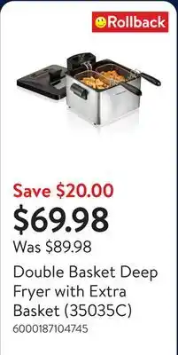 Walmart Double Basket Deep Fryer with Extra Basket (35035C) offer