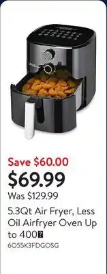 Walmart 5.3Qt Air Fryer, Less Oil Airfryer Oven Up to 400℉ offer