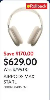 Walmart AIRPODS MAX STARL offer