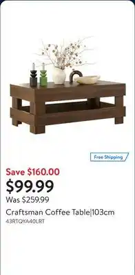 Walmart Craftsman Coffee Table|103cm offer