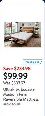 Walmart UltraFlex EcoZen- Medium Firm Reversible Mattress offer