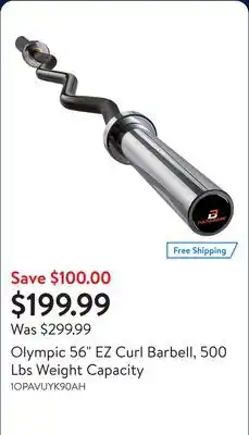 Walmart Olympic 56 EZ Curl Barbell, 500 Lbs Weight Capacity offer