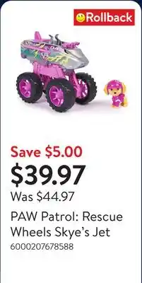 Walmart PAW Patrol: Rescue Wheels Skye's Jet offer