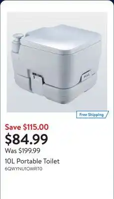 Walmart 10L Portable Toilet offer