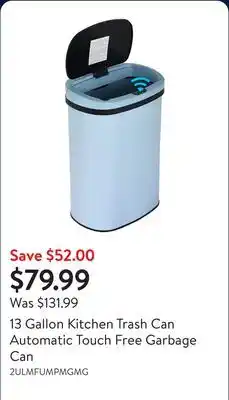 Walmart 13 Gallon Kitchen Trash Can Automatic Touch Free Garbage Can offer