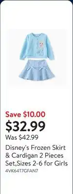 Walmart Disney's Frozen Skirt & Cardigan 2 Pieces Set,Sizes 2-6 for Girls offer