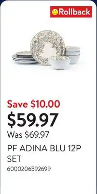 Walmart PF ADINA BLU 12P SET offer