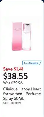 Walmart Clinique Happy Heart for women - Perfume Spray 50ML offer