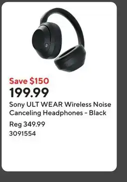 Staples Sony ULT WEAR Wireless Noise Canceling Headphones - Black offer