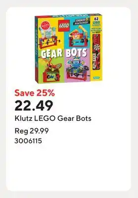 Staples Klutz LEGO Gear Bots offer