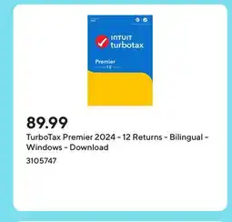 Staples TurboTax Premier 2024 - 12 Returns - Bilingual - Windows - Download offer