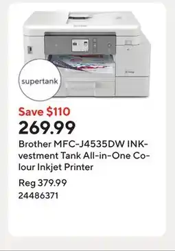 Staples Brother MFC-J4535DW INKvestment Tank All-in-One Colour Inkjet Printer offer