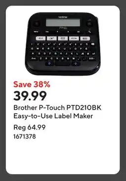 Staples Brother P-Touch PTD210BK Easy-to-Use Label Maker offer