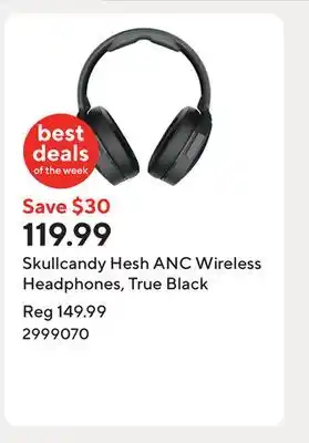 Staples Skullcandy Hesh ANC Wireless Headphones, True Black offer