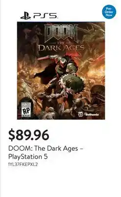 Walmart DOOM: The Dark Ages – PlayStation 5 offer