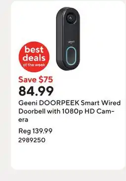 Staples Geeni DOORPEEK Smart Wired Doorbell with 1080p HD Camera offer