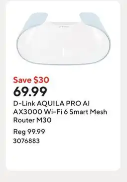 Staples D-Link AQUILA PRO AI AX3000 Wi-Fi 6 Smart Mesh Router M30 offer