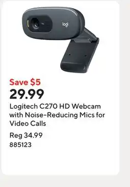 Staples Logitech C270 HD Webcam with Noise-Reducing Mics for Video Calls offer