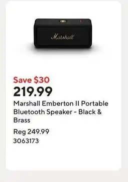 Staples Marshall Emberton II Portable Bluetooth Speaker - Black & Brass offer