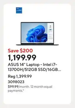 Staples ASUS 14 Laptop - Intel i7-13700H/512GB SSD/16GB RAM/Touchscreen/Windows 11 Home offer