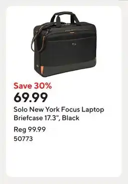 Staples Solo New York Focus Laptop Briefcase 17.3, Black offer