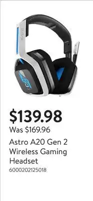 Walmart Astro A20 Gen 2 Wireless Gaming Headset offer