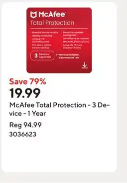 Staples McAfee Total Protection - 3 Device - 1 Year offer