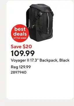 Staples Voyager II 17.3 Backpack, Black offer