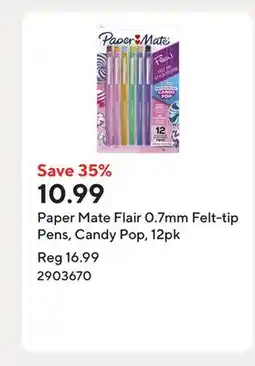 Staples Paper Mate Flair 0.7mm Felt-tip Pens, Candy Pop, 12pk offer