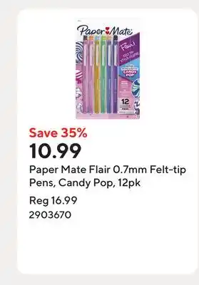 Staples Paper Mate Flair 0.7mm Felt-tip Pens, Candy Pop, 12pk offer