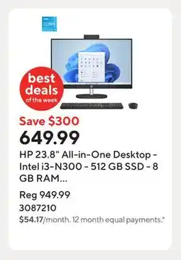 Staples HP 23.8 All-in-One Desktop - Intel i3-N300 - 512 GB SSD - 8 GB RAM - Windows 11 Home offer