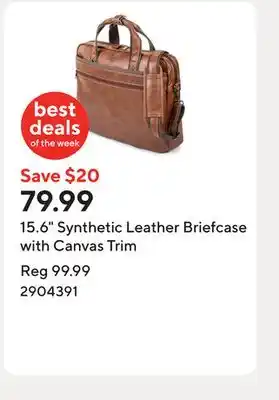 Staples 15.6 Synthetic Leather Briefcase with Canvas Trim offer