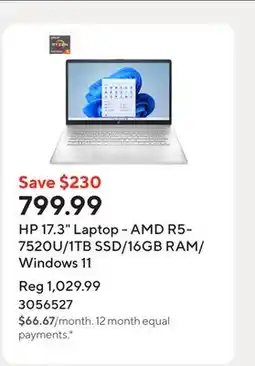 Staples HP 17.3 Laptop - AMD R5-7520U/1TB SSD/16GB RAM/Windows 11 offer