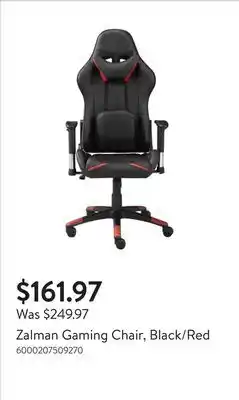 Walmart Zalman Gaming Chair, Black/Red offer