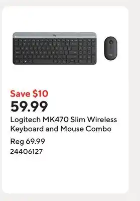 Staples Logitech MK470 Slim Wireless Keyboard and Mouse Combo offer