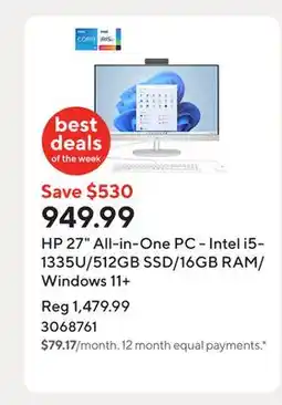 Staples HP 27 All-in-One PC - Intel i5-1335U/512GB SSD/16GB RAM/Windows 11+ offer