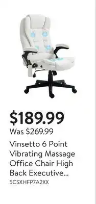 Walmart Vinsetto 6 Point Vibrating Massage Office Chair High Back Executive Chair offer